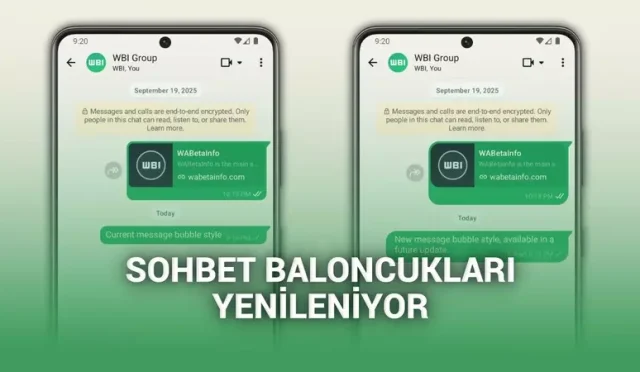 WhatsApp’ın Android beta 2.25.36.16 sürümünde mesaj baloncuklarının görünümü değişti.