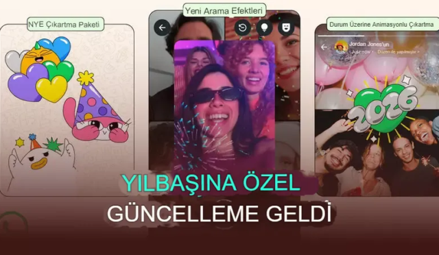 Yılbaşına Özeljk WhatsApp'a Özel Çıkartmalar ve Kamera Efektleri